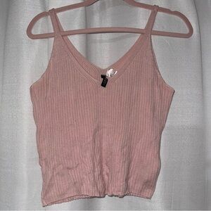 H&M Divided Ribbed Pink Cropped Tank Top | Size S